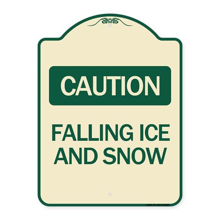 Signmission Caution Falling Ice and Snow Heavy-Gauge Aluminum Architectural Sign, 24" x 18", TG-1824-24286 A-DES-TG-1824-24286